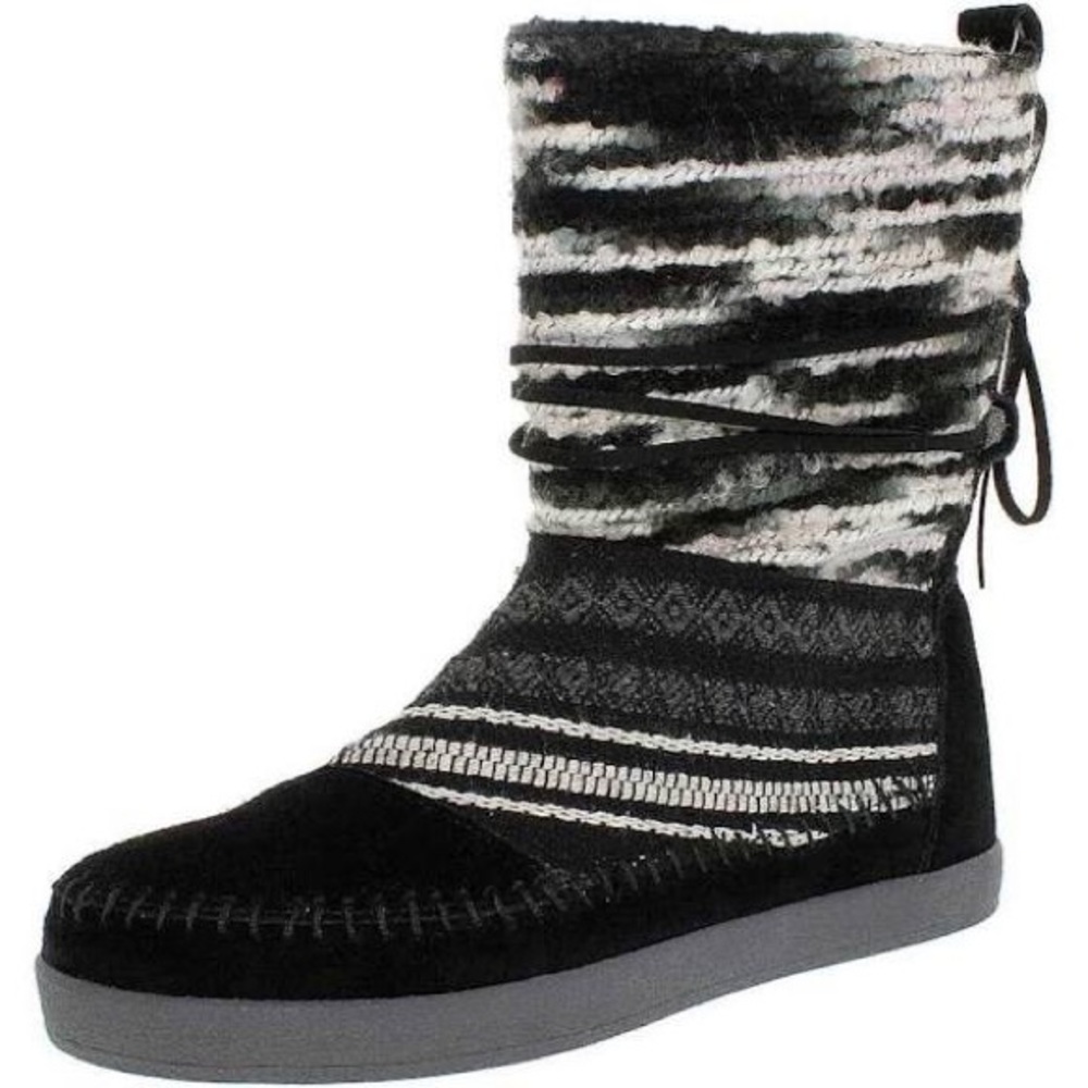 TOMS Nepal Black Suede/Textile Mix Boots